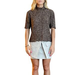 Zara Short Sleeve Mock Neck Academia Ethereal Sweater Top